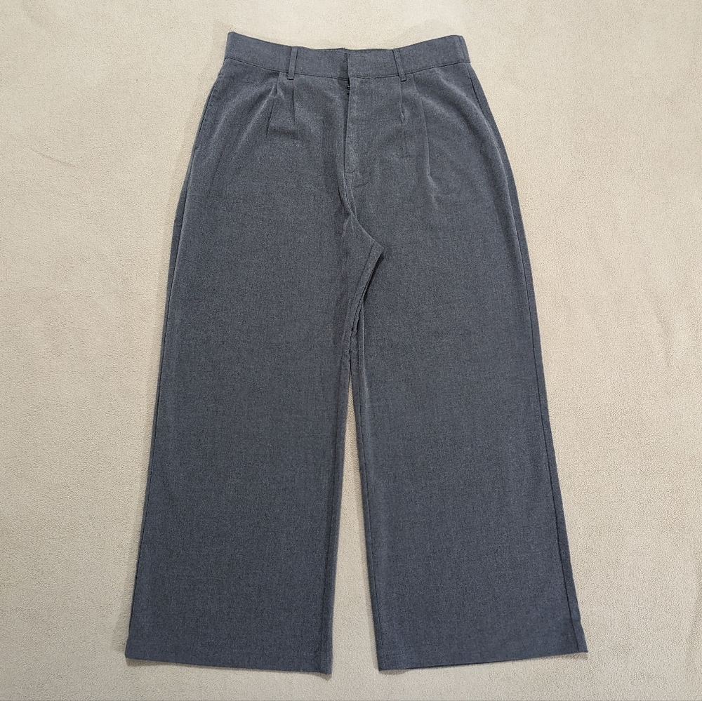 Abercrombie & Fitch Pants Women's Large Short Gray Wide Leg High Rise Trousers